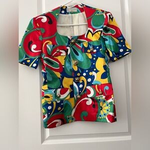 Vertigo Paris Vintage Multicolor Button-Up Blouse